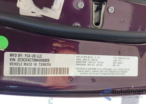 2022 Dodge Charger R/T from USA, damaged, VIN 2C3CDXCT0NH240429